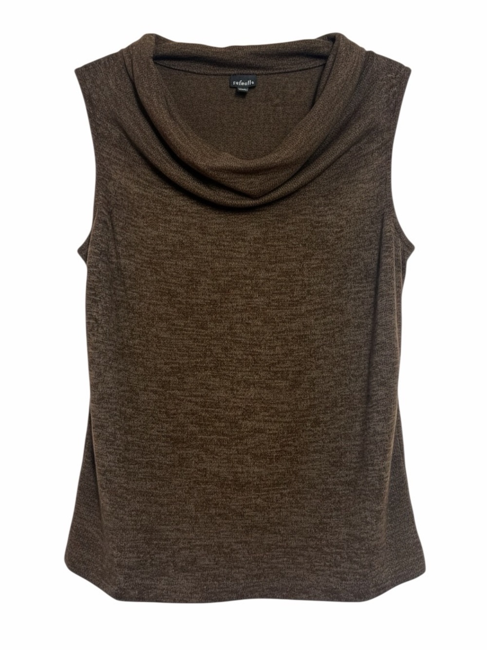 Rafaella Brown Stretchy Sleeveless Cowl Neck Knit Top